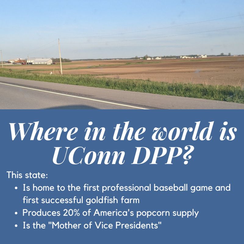 Where in the world is UConn DPP? This state is home to the first professional baseball game and first successful goldfish farm, produces 20% of America's popcorn supply and is the